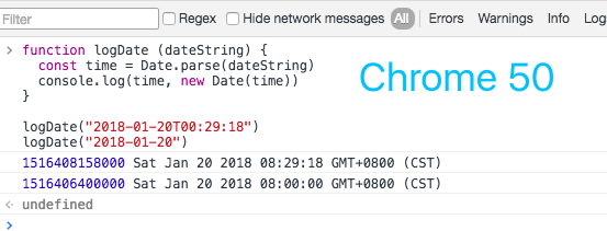 chrome50 中的 Date.parse